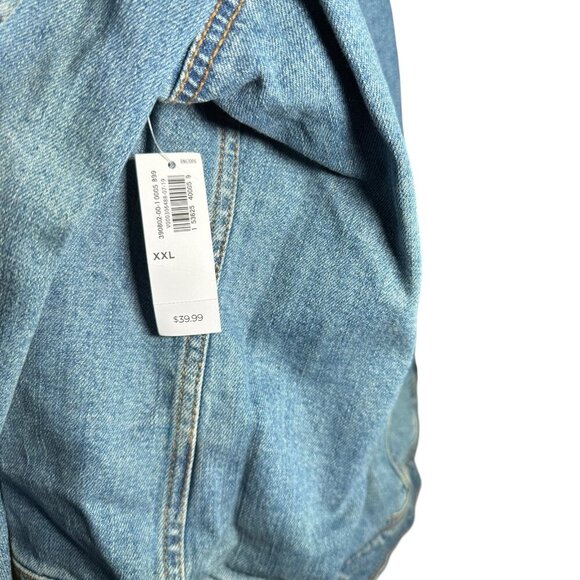 Old Navy Denim Jean Trucker Jacket Women’s Sz XXL Medium Wash Distressed Classic - Picture 4 of 7